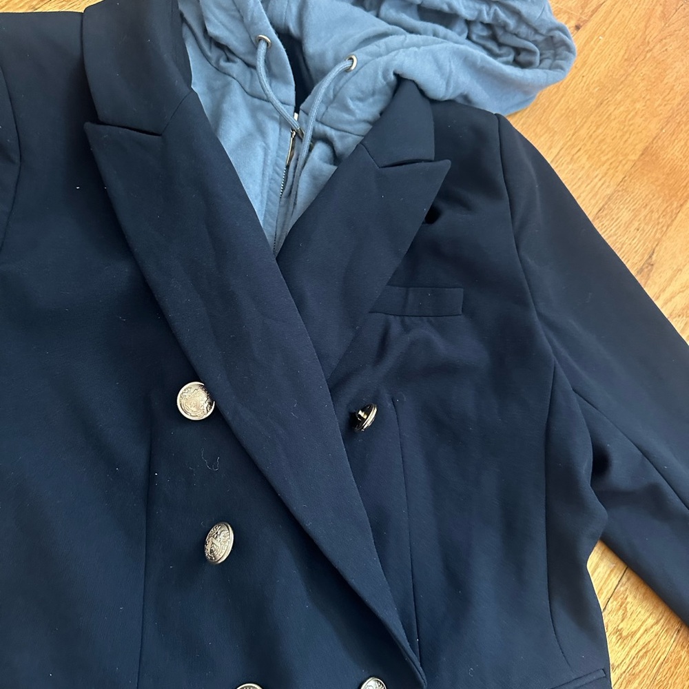 Express Black Blazer with Gray Hoodie - Picture 2 of 3